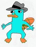 funny cartoon Platypus in hat