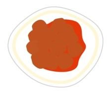 painted tomato sauce on a plate