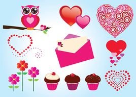 variety of love attributes as a graphic illustration