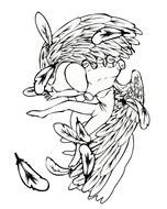 Black and white drawing of the Angel Tattoo clipart