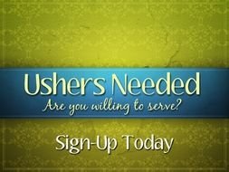 Ushers needed, banner