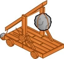 Medieval Trebuchet with big stone, drawing