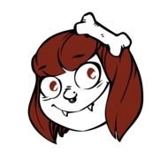 drawing of the head of a girl with a bone on her head