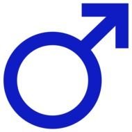 blue male symbol on a white background
