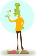 drawn green monster with a cocktail in hand