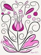 Different colorful swirl designs with the flowers clipart