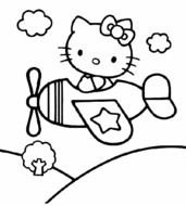 Coloriage agrave Imprimer Gratuit Hellokitty En Avion
