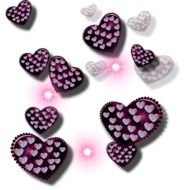 floating purple hearts