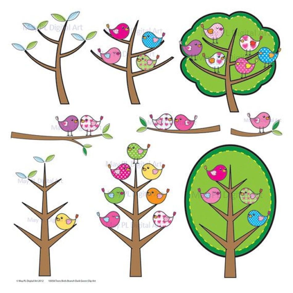 Bird On Tree Branch Clip Art N10