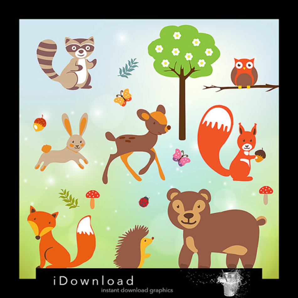 Baby Forest Animals Clip Art N4
