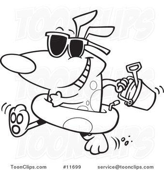 Dog At Beach Cartoon Clip Art