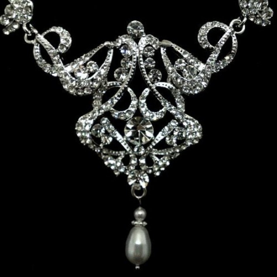Pearl Chandelier Bridal Necklace Art Deco Victorian CARMEN