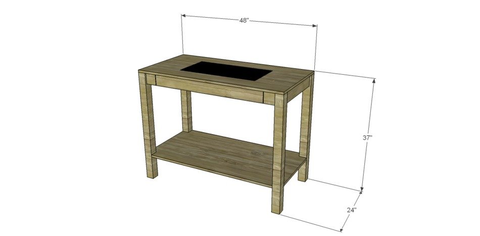 wooden rustic Garden Table, drawing
