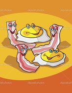 Cartoon Bacon And Eggs drawing