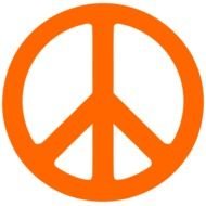 orange peace symbol on a white background