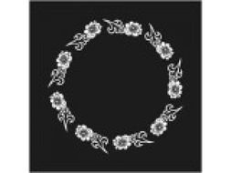 white floral pattern on a black background