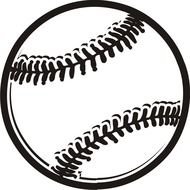 painted baseball ball with black thread