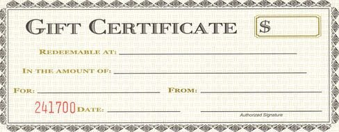 Gift Certificates drawing