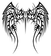 Tribal tattoo design with angel wings