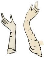 Yves Saint Laurent Gloves Paper Doll Collage Vintage 50s Fashion