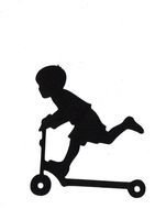 BOY Riding Scooter Child Silhouette Die Cut For Scrap Booking Or Card
