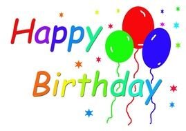colored lettering happy birthday with balloons