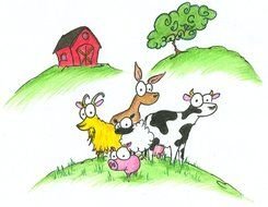 Cartoon Farm Animals drawing