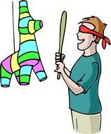 pinata and man with bat