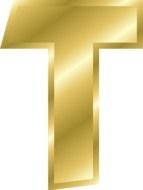 golden letter T on a white background