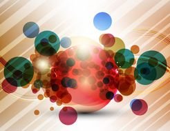 dots of different colors on a striped background