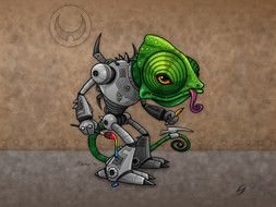 green robot monster drawing