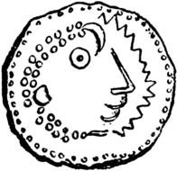 Black and white drawing of the Gallic coin clipart