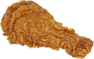 fried chicken leg on a white plate