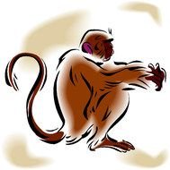 drawn profile of a brown monkey