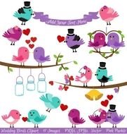 Wedding Love Birds Clip Art N13