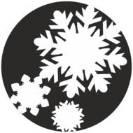 white snowflakes on a gray circle