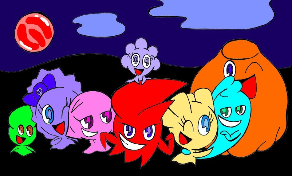 cartoon colorful ghostsn