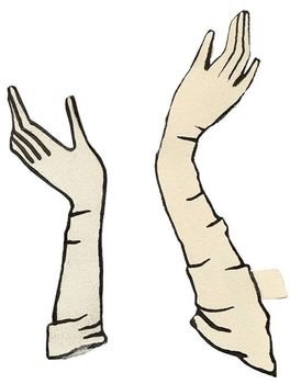 Yves Saint Laurent Gloves Paper Doll Collage Vintage 50s Fashion