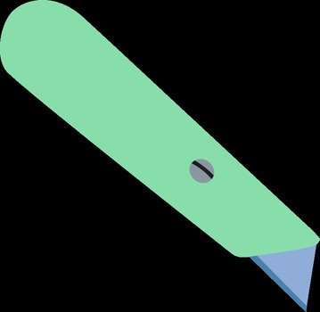 green knife on a black background