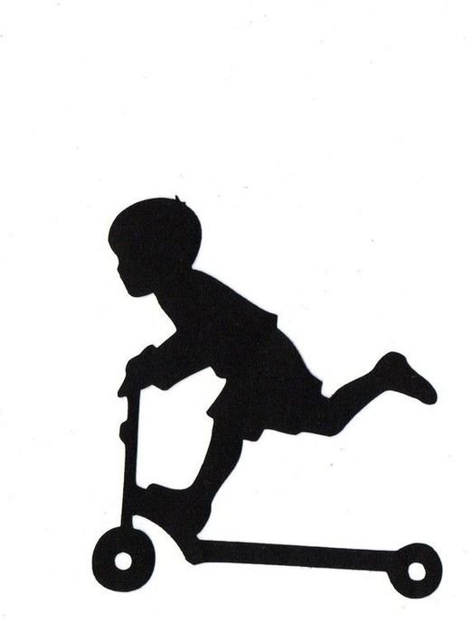 BOY Riding Scooter Child Silhouette Die Cut For Scrap Booking Or Card