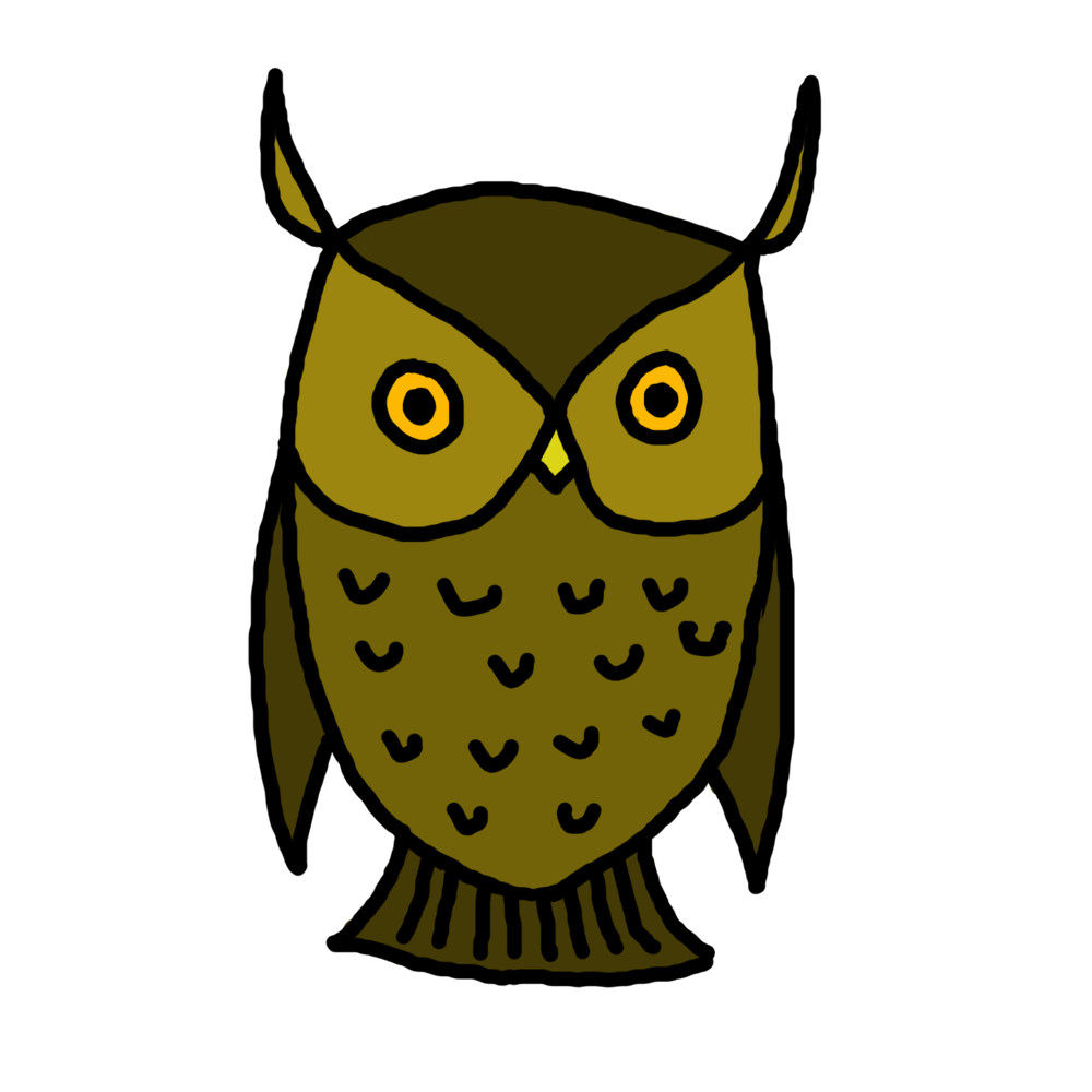 Green Owl cartoon drawing free image download