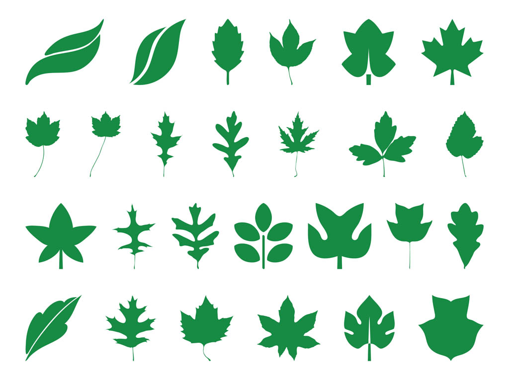 Clip art of green Leaf Silhouettes free image download