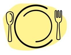 painted plate and cutlery on a black background