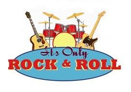 rock and roll logo with drums