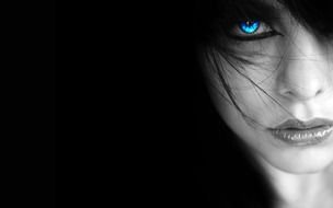 beautiful girl with bright blue eyes as a picture for clipart