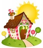 drawing of a house made of sweets