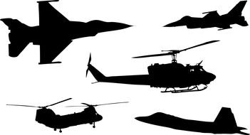 Airplane Silhouette set drawing