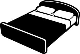 Clip art of black and white Cartoon Bed