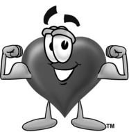 black and white drawing of an animated heart