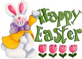 Happy Easter Bunny and flower drawing